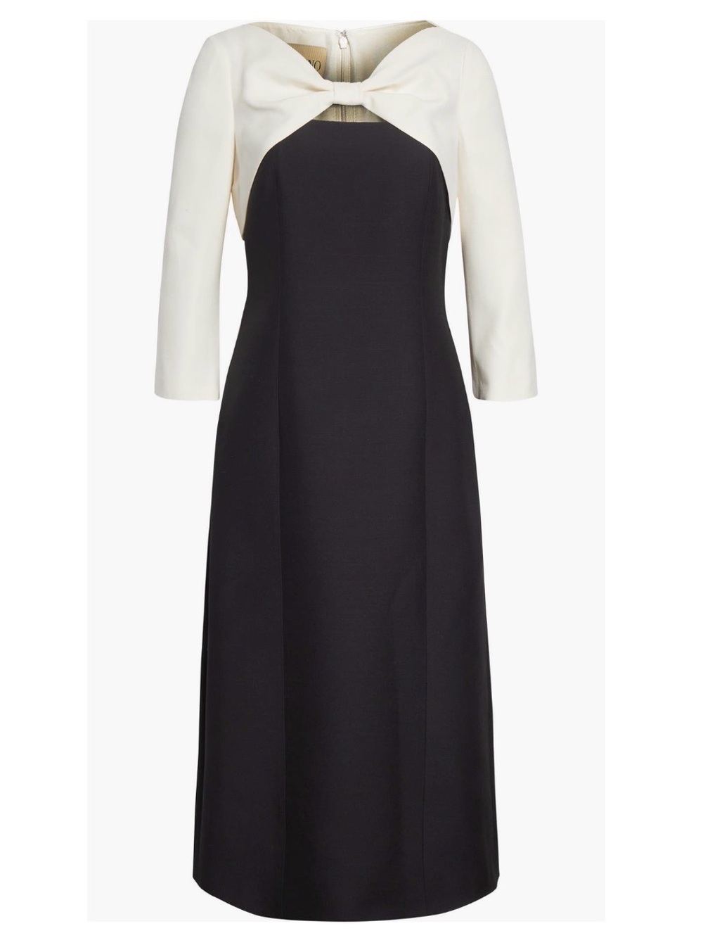 NWT $6,800 Valentino Colorblock Crepe Couture Midi Dress with Bow IT40=US4/6 - Picture 3 of 16